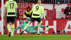 Erling Haaland verschoss gegen die Bayern einen Elfmeter. Foto: AFP/CHRISTOF STACHE