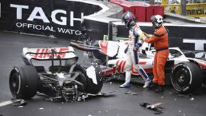 Mick Schumacher verlor in der 27. von 77 Runden die Kontrolle über seinen Haas. Foto: dpa/Christian Bruna