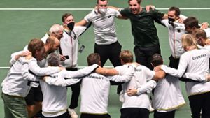 Das deutsche Davis-Cup-Team steht im Halbfinale. Foto: AFP/JOE KLAMAR