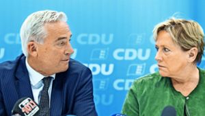 Sind sich nicht immer einig: Innenminister Strobl und Kultusministerin Eisenmann (beide CDU) Foto: dpa/Sebastian Gollnow