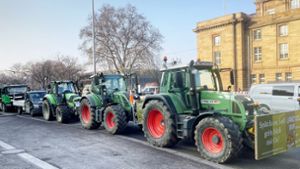 Staus durch Bauernprotest in Stuttgart