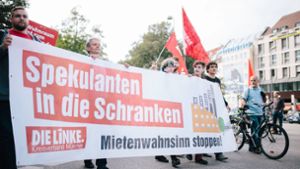 Die Partei Die Linke demonstriert immer wieder gegen hohe Mieten – wie im Foto 2018 in München. (Archivbild) Foto: imago/Michael Trammer/Michael Trammer