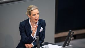 Alice Weidel bei einer Debatte im Bundestag. Foto: Melissa Erichsen/dpa/Melissa Erichsen