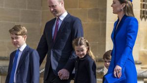 Prinz George (l.) mit Papa William, den Geschwistern Charlotte und Louis und Mama Kate. Foto: imago images/Cover-Images