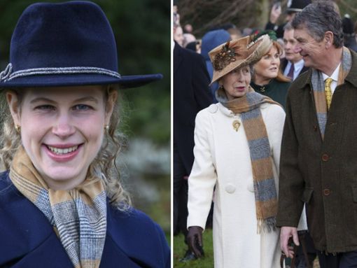 Lady Louise sowie Prinzessin Anne und ihr Ehemann erschienen mit den besonderen Schals zum Gottesdienst. Foto: [M] imago/Cover-Images / imago/Cover-Images