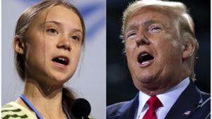 Greta Thunberg und Donald Trump vertreten bei der Klimapolitik gegensätzliche Interessen. (Archivbild) Foto: AP