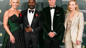 Hannah Waddingham, Sterling K. Brown, Prinz William und Cate Blanchett (v.l.) bei der Verleihung der Earthshot Prize Awards in Singapur. Foto: getty/MOHD RASFAN / AFP via Getty Images