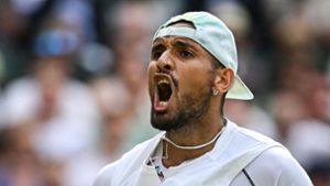 Nick Kyrgios steht im Viertelfinale von Wimbledon. Foto: AFP/GLYN KIRK