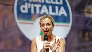 Die Postfaschistin Giorgia Meloni will als Ministerpräsidenten in den Pallazzo Chigi einziehen. Foto: dpa/Cecilia Fabiano