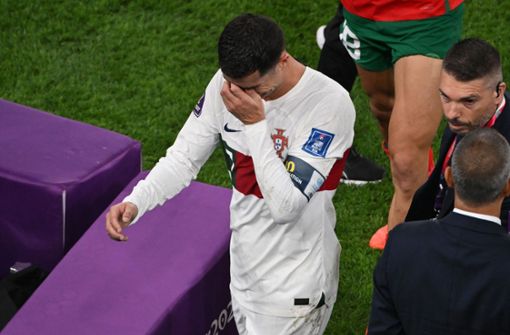 Ronaldo konnte seine Tränen nach dem Aus nicht zurückhalten. Foto: AFP/NELSON ALMEIDA
