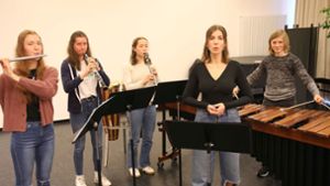 Gehören zu den Besten: vier Schülerinnen der Musikschule Köngen/Wendlingen sowie ein Filderstädter Schlagzeugschüler. Foto: /Rainer Kellmayer