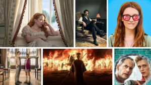 Einige unserer Streamingtipps im Mai: „Bridgerton“, „Ein Gentleman in Moskau“, „Geek Girl“, „Viktor bringt’s“, „Star Wars: Geschichten des Imperiums“ und „Maxton Hall“ (von links oben im Uhrzeigersinn) Foto: Netflix (2), Paramount+, / Prime Video (2), Disney+
