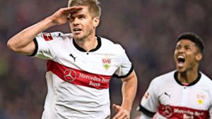 Wo bitte geht’s nach Köln? Simon Terodde verlässt wohl den VfB Stuttgart.Auf Wiedersehen: Simon Terodde wechselt wohl zum 1. FC Köln. Foto: dpa