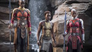 Danai Gurira, Lupita Nyong’o und Florence Kasumba (von links) werden auch in „Black Panther: Wakanda Forever“ wieder zu sehen sein. Foto: imago images/ZUMA Wire/Marvel Studios