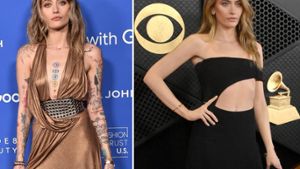 Normalerweise ziert ihren Oberkörper eine Vielzahl an Tattoos: Für die Grammys ließ Paris Jackson alle davon abdecken. Foto: IMAGO/UPI Photo / DFree/Shutterstock
