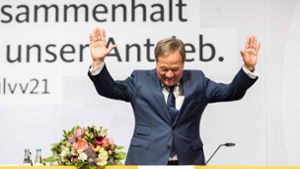 Beim Heimspiel in Nordrhein-Westfalen hat  Armin Laschet am Samstag viel Applaus bekommen – aber auch am Sonntag in Sachsen-Anhalt lief es gut für den Bundesvorsitzenden. Foto: AFP/Marcel Kusch