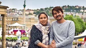 Marziah und Ali Mazlomyar mögen  ihre neue Heimat Stuttgart. Im Herbst erwartet das Ehepaar sein erstes Kind. Foto: Lichtgut/Max Kovalenko