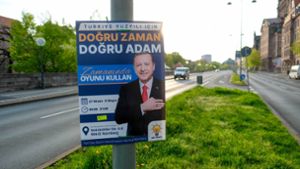 In Nürnberg sind Wahlplakate von Präsident Erdogan aufgetaucht – die baden-württembergische CDU-Fraktion will dies im Südwesten nicht sehen. Foto: dpa/Sven Grundmann