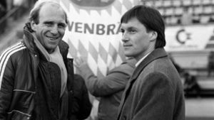 Dieter Hoeneß (links) wechselte einst vom VfB Stuttgart zum FC  Bayern, der Weg des  Mittelfeldregisseurs Asgeir Sigurvinsson führte in die andere Richtung. Foto: imago/Sportfoto Rudel