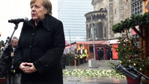 Kanzlerin Merkel spricht bei der Gedenkveranstaltung. Foto: dpa