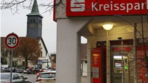 Die Geschäftsstelle der Kreissparkasse  in Harthausen wird zu einem gemeinsamen Selbstbedienungspunkt mit der Volksbank Filder. Foto: /Veronika Andreas
