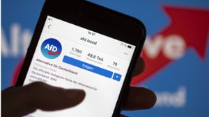 Die AfD   hat  eine Gegenöffentlichkeit in den sozialen Netzwerken aufgebaut. So hat etwa der Instagram-Account der Partei (Archivfoto)   mittlerweile mehr als  200 000 Follower. Foto: imago / photothek/Janine Schmitz/photothek.net