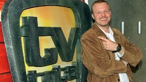 So fing es an: Stefan Raab 1999 in Köln im Studio seiner Entertaiment-Show “TV total“. Foto: dpa