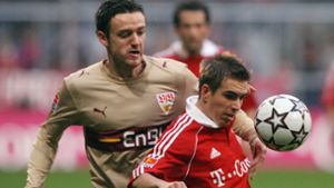 Bundesliga anno 2006: Christian Gentner im Duell mit Philipp Lahm. Foto: Baumann