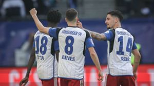Mit dem Sieg gegen Wiesbaden hält der Hamburger SV Anschluss an die direkten Aufstiegsränge. Foto: Christian Charisius/dpa