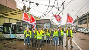 Für kürzere Arbeitszeiten: Auch beim Städtischen Verkehrsbetrieb Esslingen (SVE) wurde gestreikt. Foto: Roberto Bulgrin