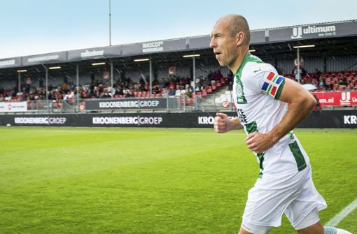 Arjen Robben feiert nicht nur seinen ersten Treffer für den FC Groningen, sondern auch sein Comeback auf dem Platz. Foto: AFP/COR LASKER