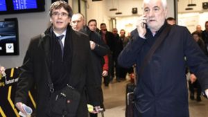 Carles Puigdemont kommt in Kopenhagen am Flughafen an. Foto: dpa/Ritzau Scanpix
