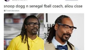 Senegals Trainer Aliou Cissé (links) und Rapper Snoop Dogg weisen eine gewisse Ähnlichkeit auf. Foto: Screenshot Twitter/@adyramadhann