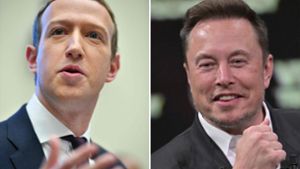 Wollen sie sich wirklich prügeln? Mark Zuckerberg und Elon Musk haben sich über die  sozialen Medien zur Schlägerei verabredet. Foto: AFP/MANDEL NGAN