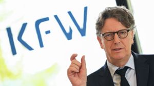 Stefan Wintels, Vorstandsvorsitzender der KfW Bankengruppe, stellt die Bilanz für 2023 vor. Foto: Arne Dedert/dpa