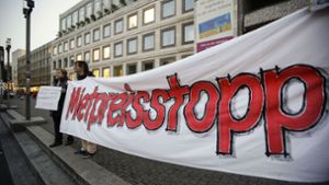 Portest vor dem Stuttgarter Rathaus gegen zu hohe Mieten. Foto: Lichtgut/Leif Piechowski