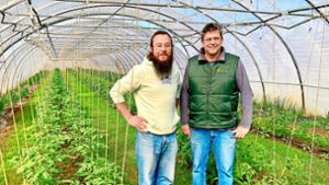 Frederic Saria (rechts) ist Geschäftsführer des Gemüsehofs Hörz und nutzt die Vertriebsmöglichkeiten, die ihm Finn Seidel mit Lokora bietet. Foto: Marion Brucker