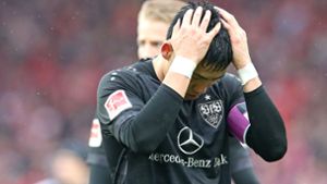 Verzweifelter Kapitän: Wataru Endo nach der Niederlage des VfB Stuttgart beim 1. FC Union Berlin. Foto: Baumann/Cathrin Müller