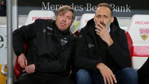 Michael Wimmer (li.) ist beim VfB Stuttgart Co-Trainer von Pellegrino Matarazzo – und beginnt nun seine Ausbildung zum Fußballlehrer. Foto: Baumann