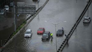 Extremer Regen hat Teile der US-Metropole New York lahmgelegt. Foto: AFP/ED JONES