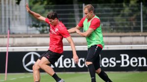 Holger Badstuber (rechts) wird für den VfB Stuttgart beim 1. FC Heidenheim spielen – Mario Gomez hingegen ist fraglich. Foto: Pressefoto Baumann