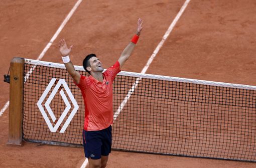 Novak Djokovic jubelte über seinen Sieg. Foto: dpa/Jean-Francois Badias