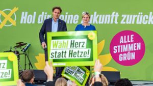 Die Grünen-Politiker Ludwig Hartmann und Katharina Schulze wurden bei einer Wahlkampfveranstaltung angegriffen. Foto: IMAGO/Wolfgang Maria Weber/IMAGO
