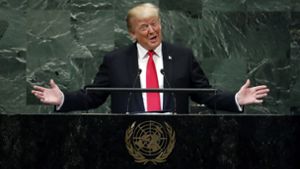 US-Präsident Trump schimpfte bei seinem Auftritt vor den Vereinten Nationen auf den hohen Ölpreis. Foto: AP