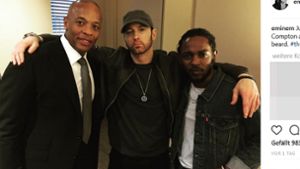 Drei Schwergewichte sowie Generationen des Rap-Business unter sich (von links): Dr. Dre, Eminem und Kendrick Lamar. Foto: instagram.com/eminem