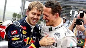 Zwischen 2010 und 2012 fuhren Sebastian Vettel und Michael Schumacher gemeinsam in der Formel 1 – einst nahmen beide am „Preis der Stadt Stuttgart“ teil. Foto: dpa/Jens Büttner