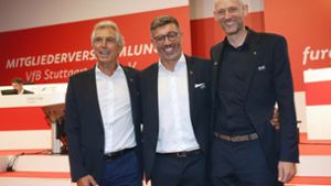 Das VfB-Präsidium um Rainer Adrion, Claus Vogt und Christian Riethmüller (von links) ist weiterhin komplett im Aufsichtsrat Foto: Pressefoto Baumann/Hansjürgen Britsch