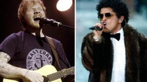 Ed Sheeran hat Kumpel Bruno Mars ein Geburtstagsständchen gesungen. Foto: EPA
