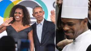 Tafari Campbell (rechts) ging mit Michelle und Barack Obama, als der 44. US-Präsident das Weiße Haus verließ. Foto: dpa/Ashlee Rezin Garcia/Chicago Sun-Times/Ron Edmonds
