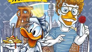 Gut getroffen: Atze Schröder neben Donald Duck im Lustigen Taschenbuch: Ruhrdeutsch. Foto: Egmont Ehapa Media / Disney